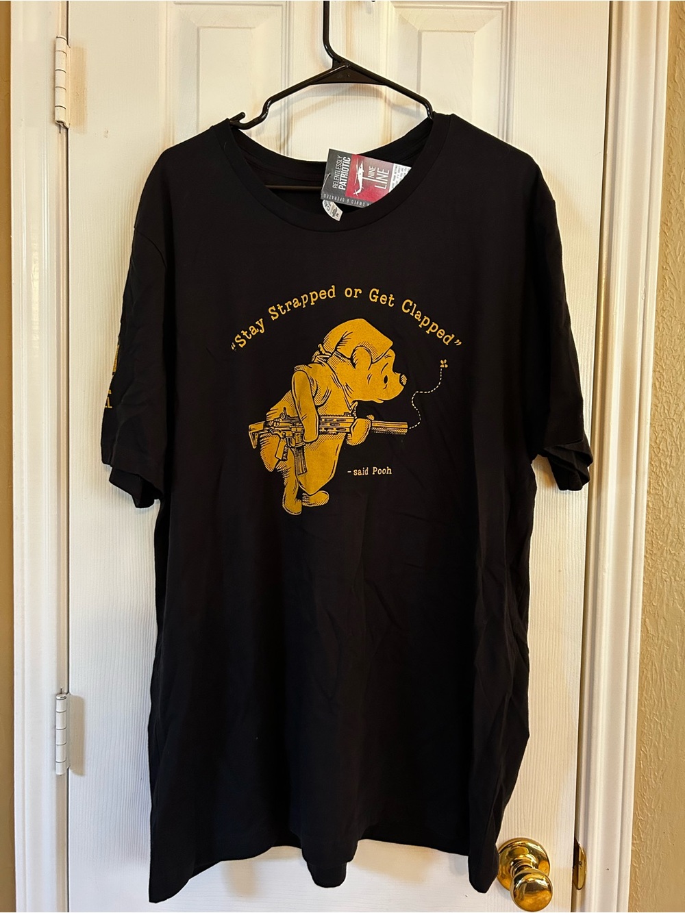 NWT Stay Strapped or Get Clapped Pooh T-Shirt Men’s Size 2XL Nine Line Apparel